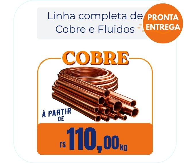 Tubos de cobre e fluidos refrigerantes em destaque